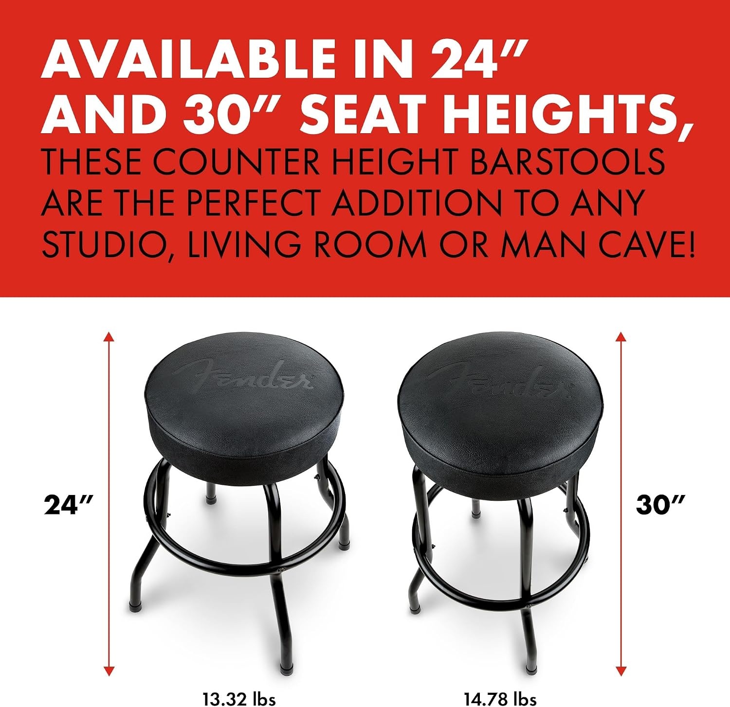 image:imageFender Spaghetti Logo Swivel Barstool with Guitar Picks Pouch Great Gifts for Dad with 1 Year Limited Warranty Simple Assembly BlackBlack 30Blackout Logo