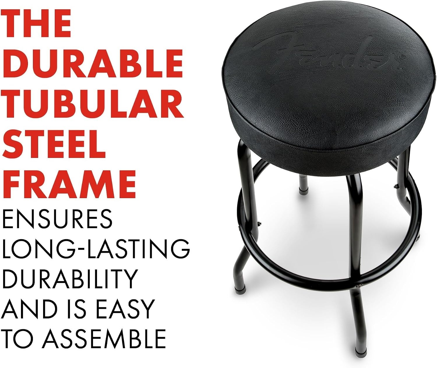 image:imageFender Spaghetti Logo Swivel Barstool with Guitar Picks Pouch Great Gifts for Dad with 1 Year Limited Warranty Simple Assembly BlackBlack 30Blackout Logo