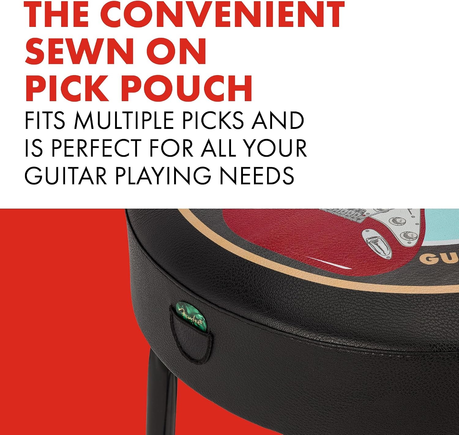 image:imageFender Spaghetti Logo Swivel Barstool with Guitar Picks Pouch Great Gifts for Dad with 1 Year Limited Warranty Simple Assembly BlackBlack 30Guitar and Amps