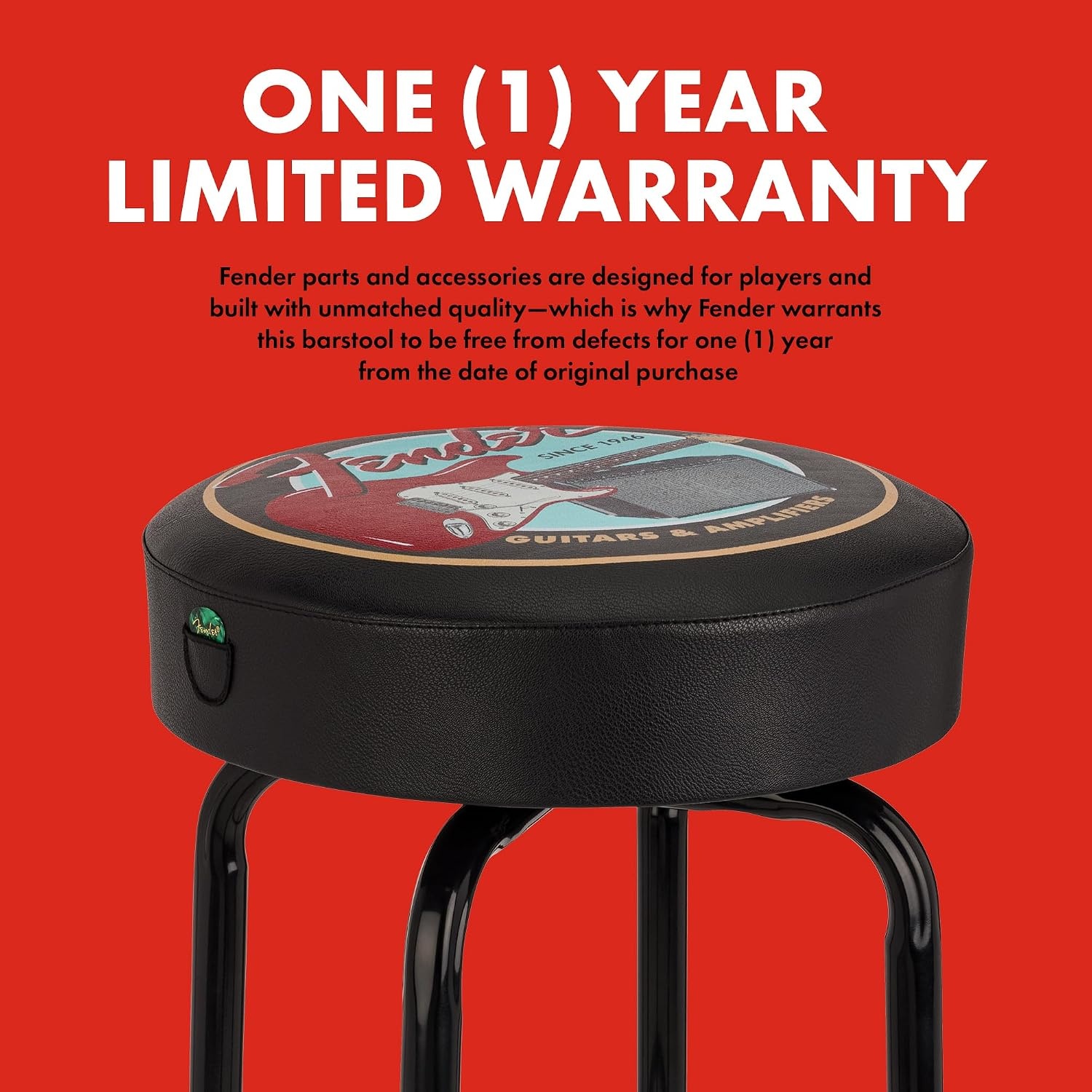 image:imageFender Spaghetti Logo Swivel Barstool with Guitar Picks Pouch Great Gifts for Dad with 1 Year Limited Warranty Simple Assembly BlackBlack 30Guitar and Amps
