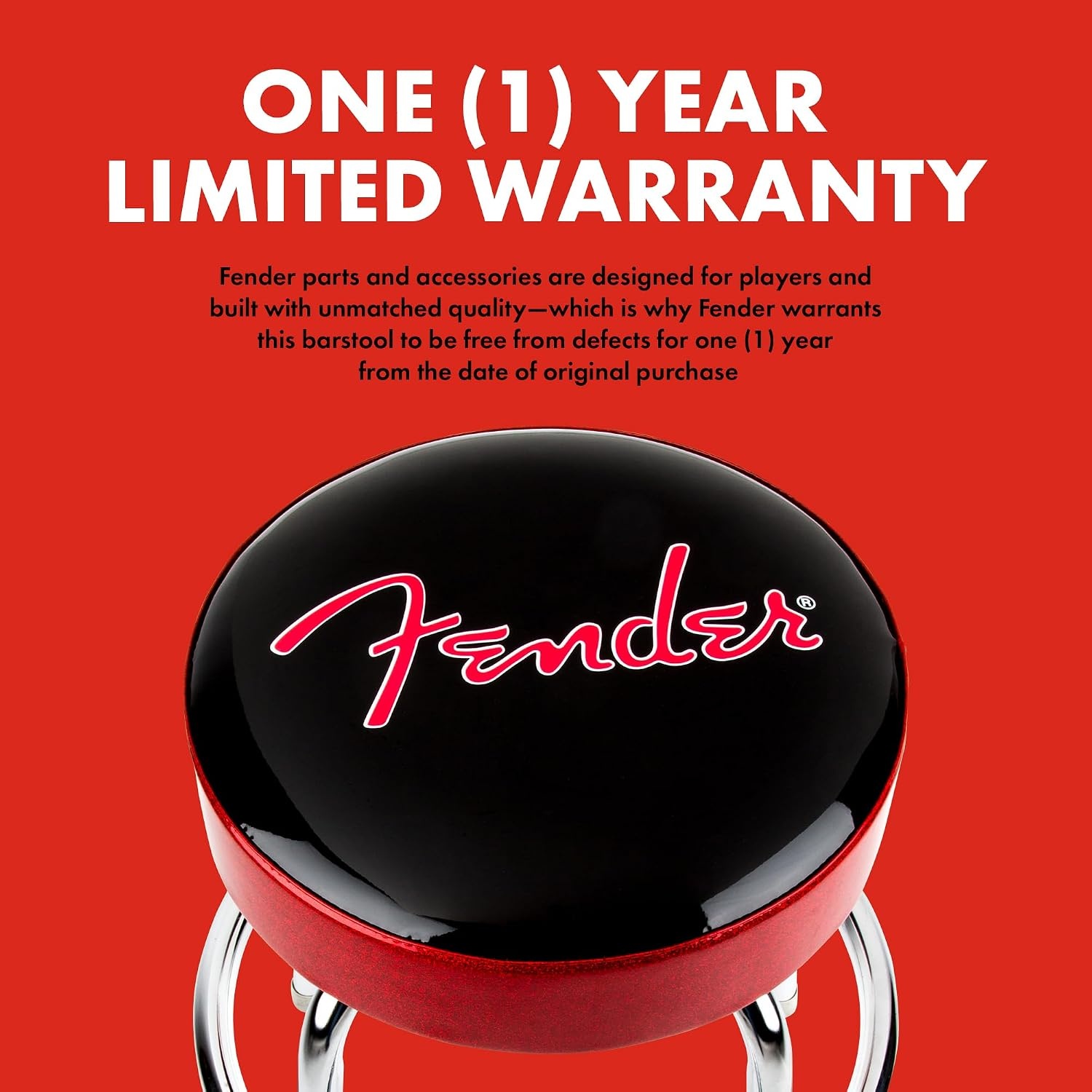image:imageFender Spaghetti Logo Swivel Barstool with Guitar Picks Pouch Great Gifts for Dad with 1 Year Limited Warranty Simple Assembly BlackBlack 30Red Sparkle