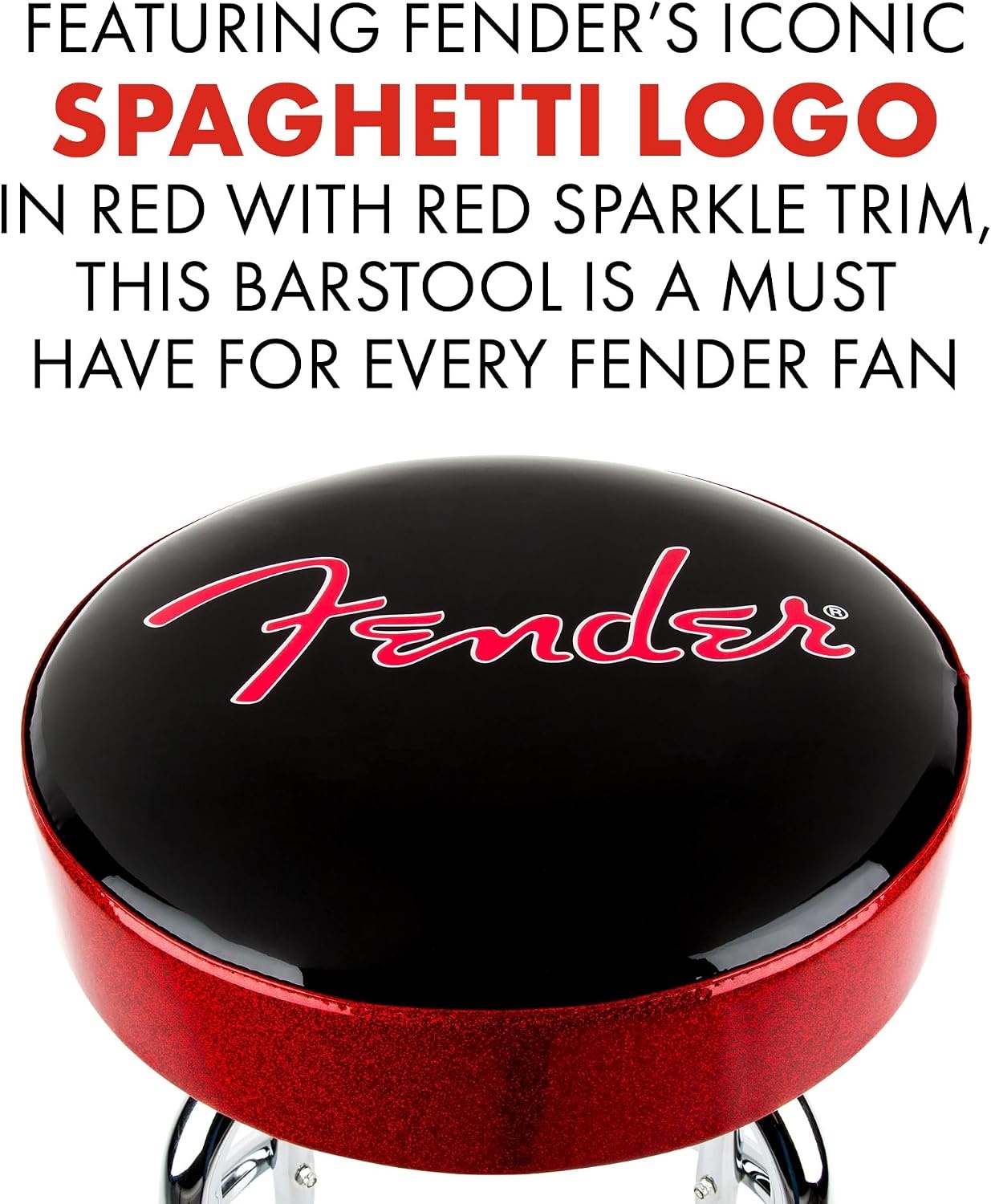 image:imageFender Spaghetti Logo Swivel Barstool with Guitar Picks Pouch Great Gifts for Dad with 1 Year Limited Warranty Simple Assembly BlackBlack 30Red Sparkle