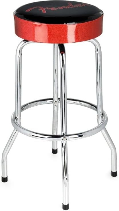 image:imageFender Spaghetti Logo Swivel Barstool with Guitar Picks Pouch Great Gifts for Dad with 1 Year Limited Warranty Simple Assembly BlackBlack 30Red Sparkle