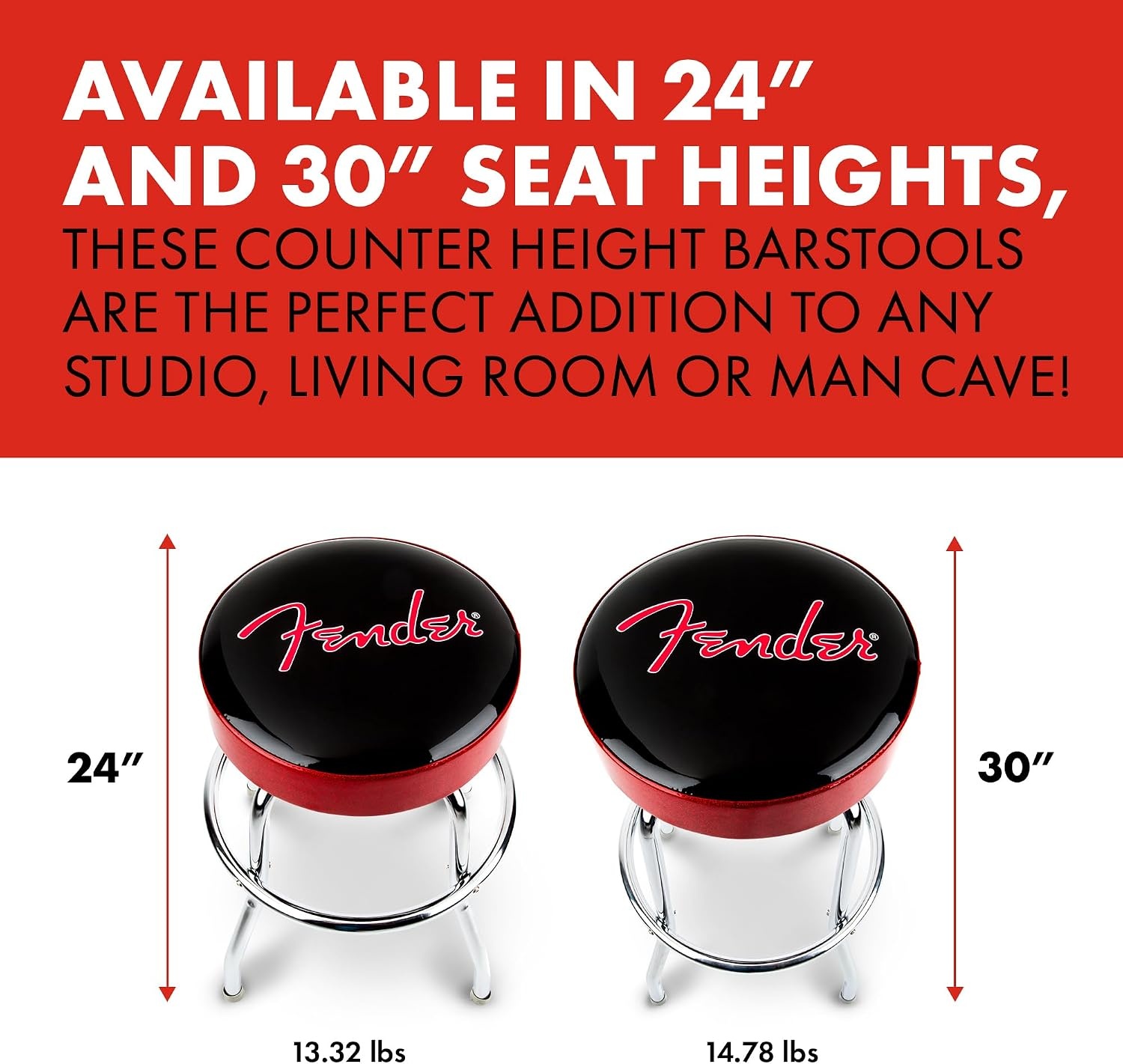 image:imageFender Spaghetti Logo Swivel Barstool with Guitar Picks Pouch Great Gifts for Dad with 1 Year Limited Warranty Simple Assembly BlackBlack 30Red Sparkle