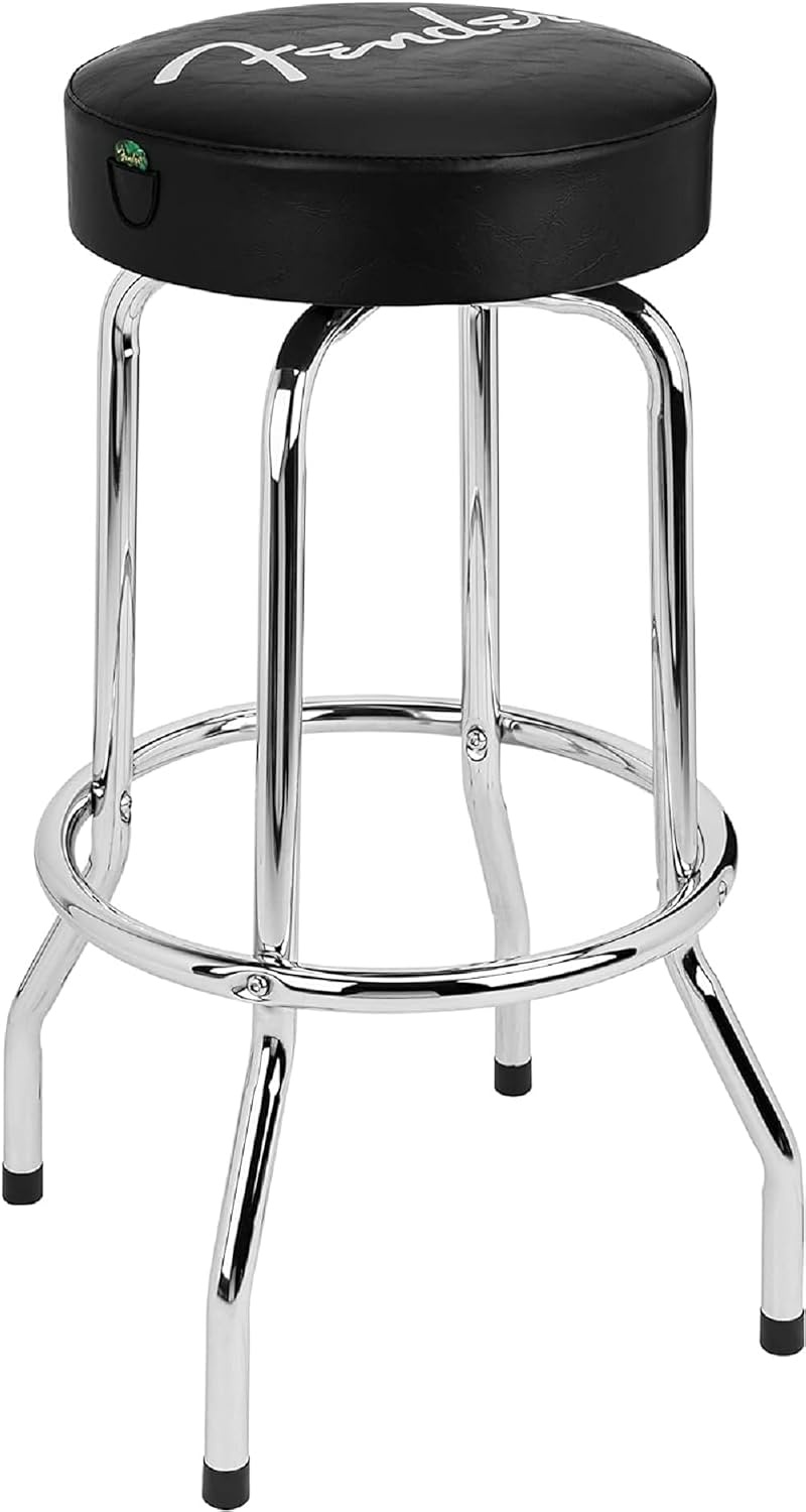 image:imageFender Spaghetti Logo Swivel Barstool with Guitar Picks Pouch Great Gifts for Dad with 1 Year Limited Warranty Simple Assembly BlackBlack 30Spaghetti Logo