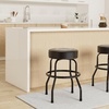 Fender Spaghetti Logo Swivel Barstool with Guitar Picks Pouch, Great Gifts for Dad, with 1 Year Limited Warranty, Simple Assembly, Black/Black, 30″(Guitar and Amps)