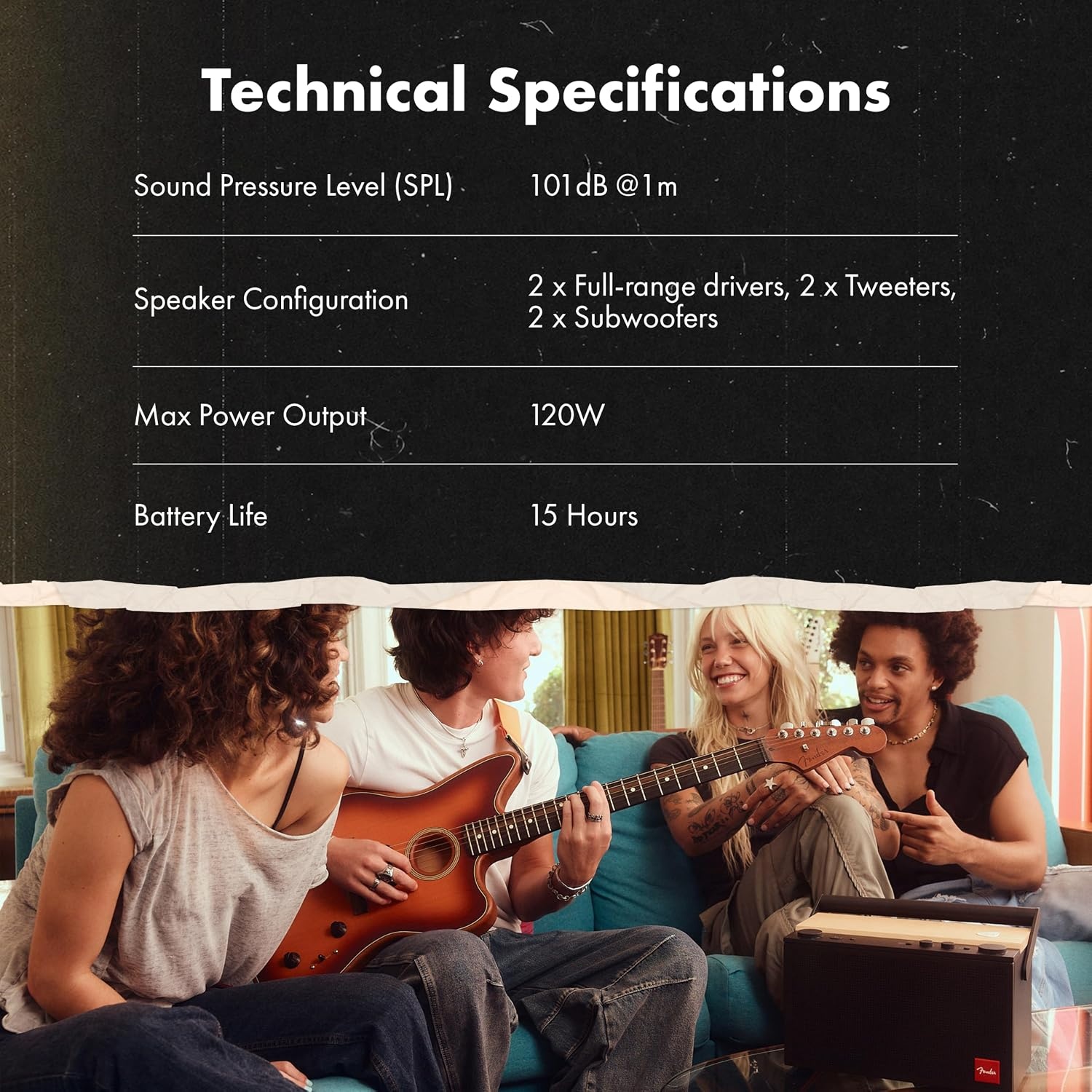 image:imageFender Audio Elie 12 Bluetooth Speaker Portable 4Channel Input XLR14Skyscraper Black