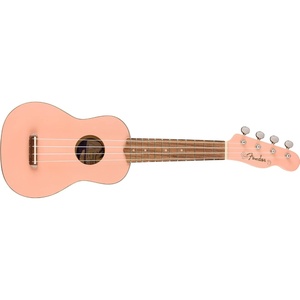 Fender Venice Soprano Ukulele, Black(Shell Pink)