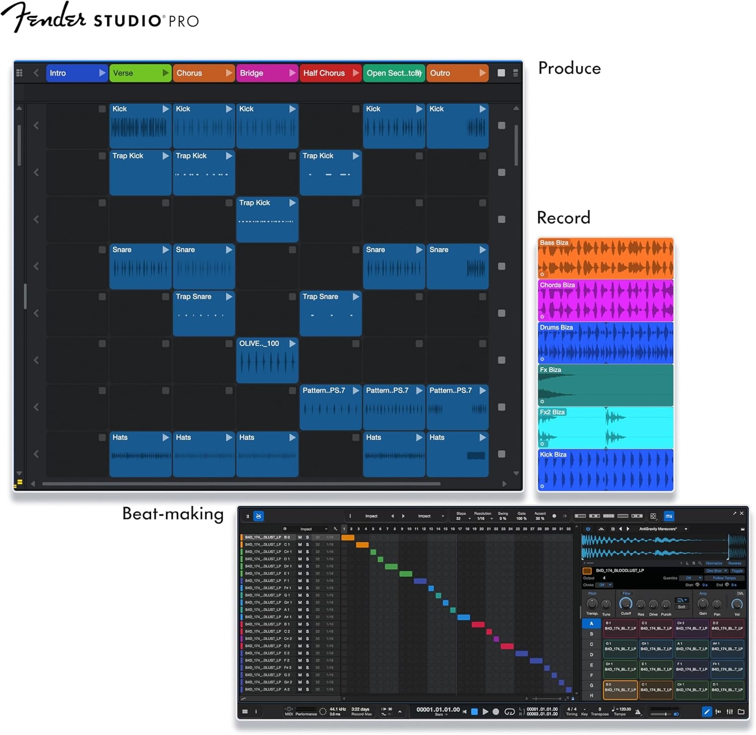 image:imageFender Studio Pro Perpetual License Full Music Production Software Digital Audio Workstation Guitar Recording Software Fender Amp Modeling AudiotoMIDI Tools Mix amp Master Unlimited TracksPCMac