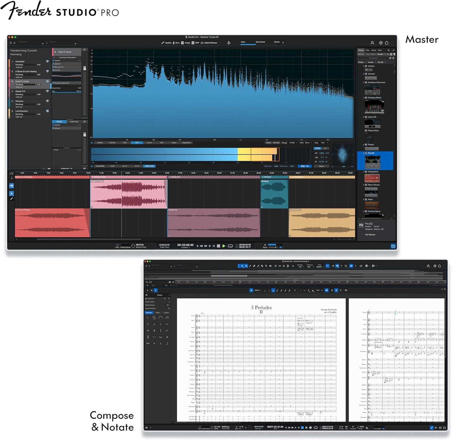 image:imageFender Studio Pro Perpetual License Full Music Production Software Digital Audio Workstation Guitar Recording Software Fender Amp Modeling AudiotoMIDI Tools Mix amp Master Unlimited TracksPCMac
