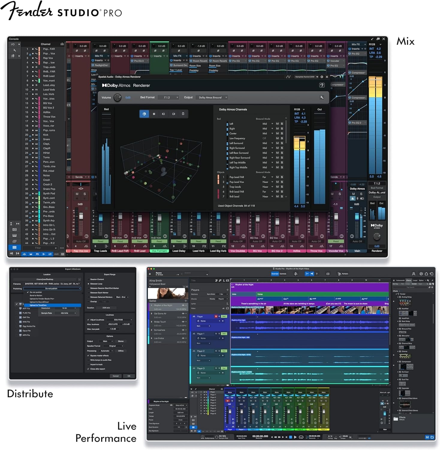 image:imageFender Studio Pro Perpetual License Full Music Production Software Digital Audio Workstation Guitar Recording Software Fender Amp Modeling AudiotoMIDI Tools Mix amp Master Unlimited TracksPCMac
