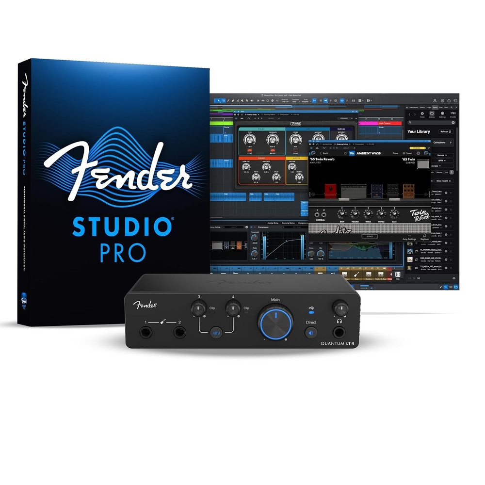 image:imageFender Quantum Creator Bundle Home Recording Kit with Quantum LT 2 USBC Interface M7 Condenser Microphone HD7 Headphones XLR Cable Mic Stand Fender Studio Pro Beginner Studio BundleQuantum LT 4