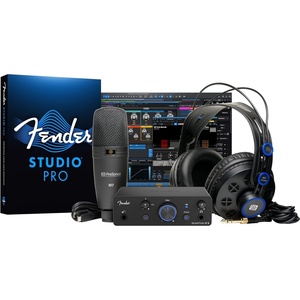 Fender Quantum Creator Bundle | Home Recording Kit with Quantum LT 2 USB-C Interface, M7 Condenser Microphone, HD7 Headphones, XLR Cable, Mic Stand, Fender Studio Pro, Beginner Studio Bundle(LT 2 Creator Bundle)
