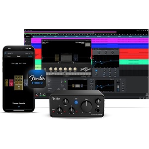 Fender Quantum Creator Bundle | Home Recording Kit with Quantum LT 2 USB-C Interface, M7 Condenser Microphone, HD7 Headphones, XLR Cable, Mic Stand, Fender Studio Pro, Beginner Studio Bundle(AudioBox GO)