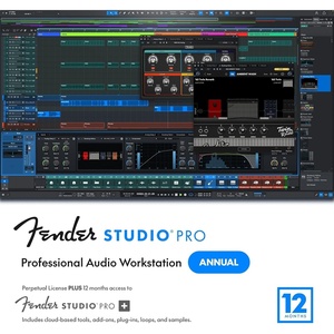 Fender Studio Pro Perpetual License | Full Music Production Software, Digital Audio Workstation, Guitar Recording Software, Fender Amp Modeling, Audio-to-MIDI Tools, Mix & Master, Unlimited Tracks(PC/Mac)