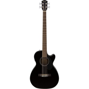 Fender Acoustic Bass Guitar 4-String with Fishman Bass Acoustic Guitar Pickup with Tuner and Equalizer, Classic Design with Rounded Walnut Fingerboard, Mahogany Construction, Spruce Top(Black)