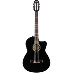 Fender CN-140SCE Thinline Concert Nylon String Acoustic Guitar, with 2-Year Warranty, Black, with Case(Black)