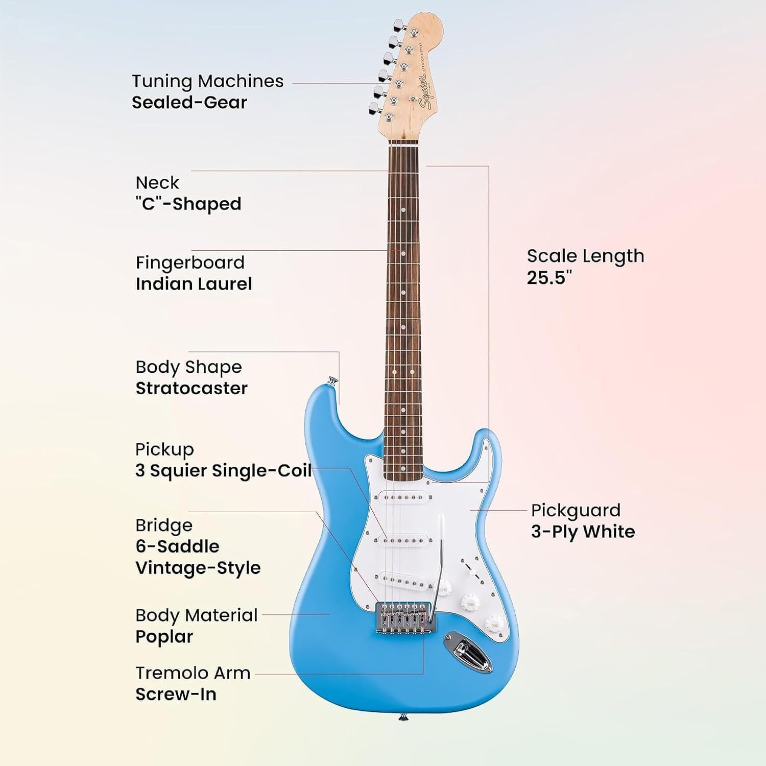 image:imageFender Squier Stratocaster Beginner Electric Guitar 2Color SunburstCalifornia Blue
