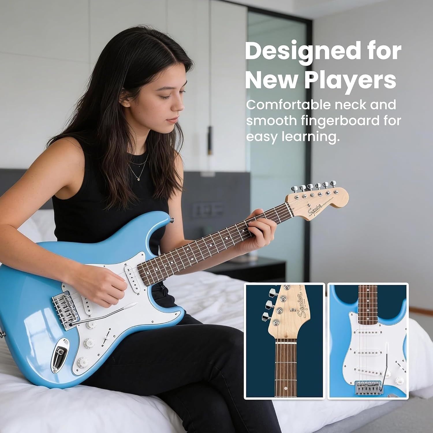 image:imageFender Squier Stratocaster Beginner Electric Guitar 2Color SunburstCalifornia Blue