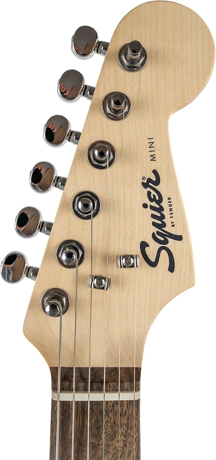 image:imageSquier Mini Stratocaster Beginner Electric Guitar Short Scale Black Short scale kids electric guitar laurel fingerboard 2year warranty ideal starter under 200 Fenderbacked qualityBrown Sunburst