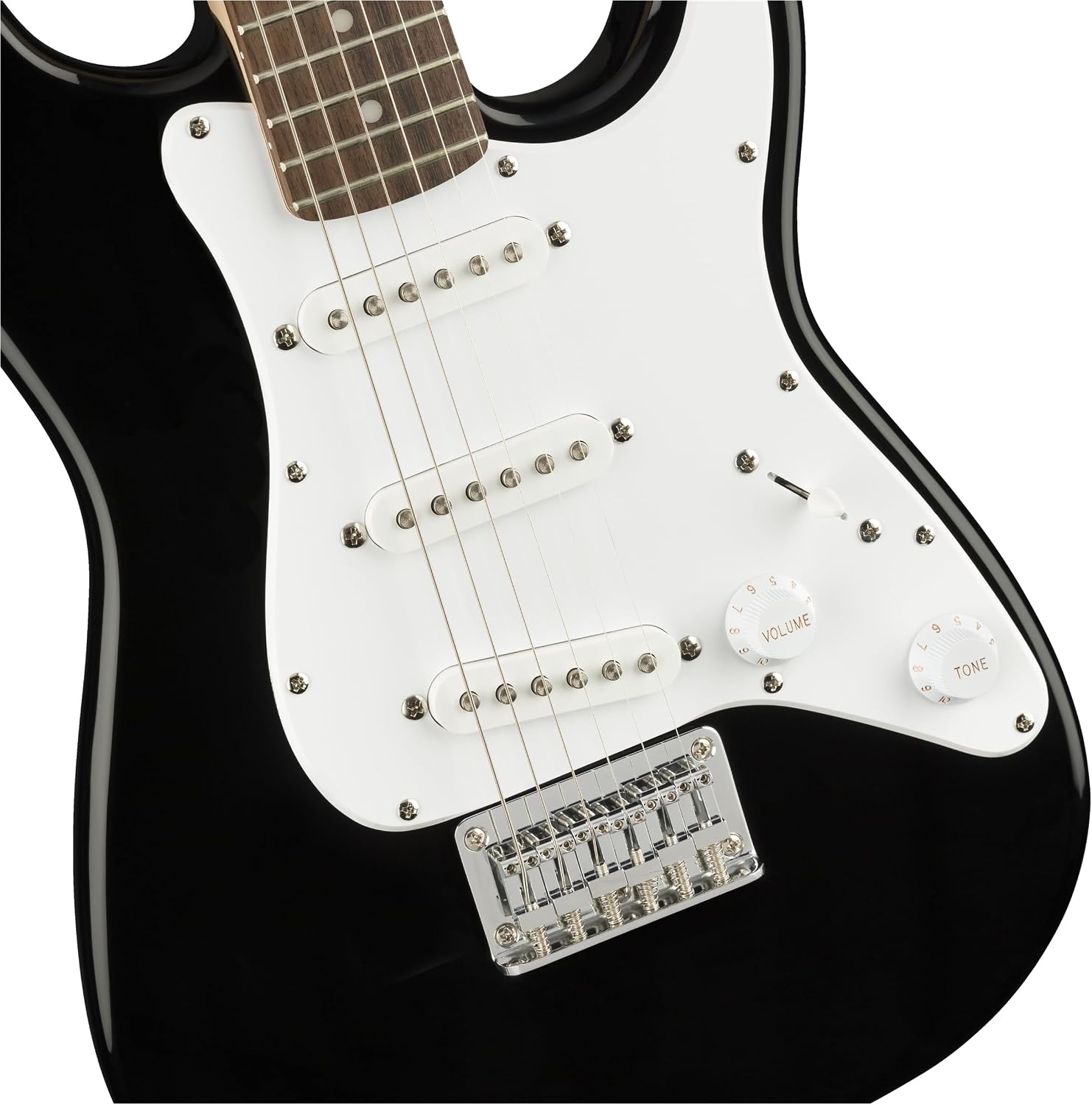 image:imageSquier Mini Stratocaster Beginner Electric Guitar Short Scale Black Short scale kids electric guitar laurel fingerboard 2year warranty ideal starter under 200 Fenderbacked qualityBlack