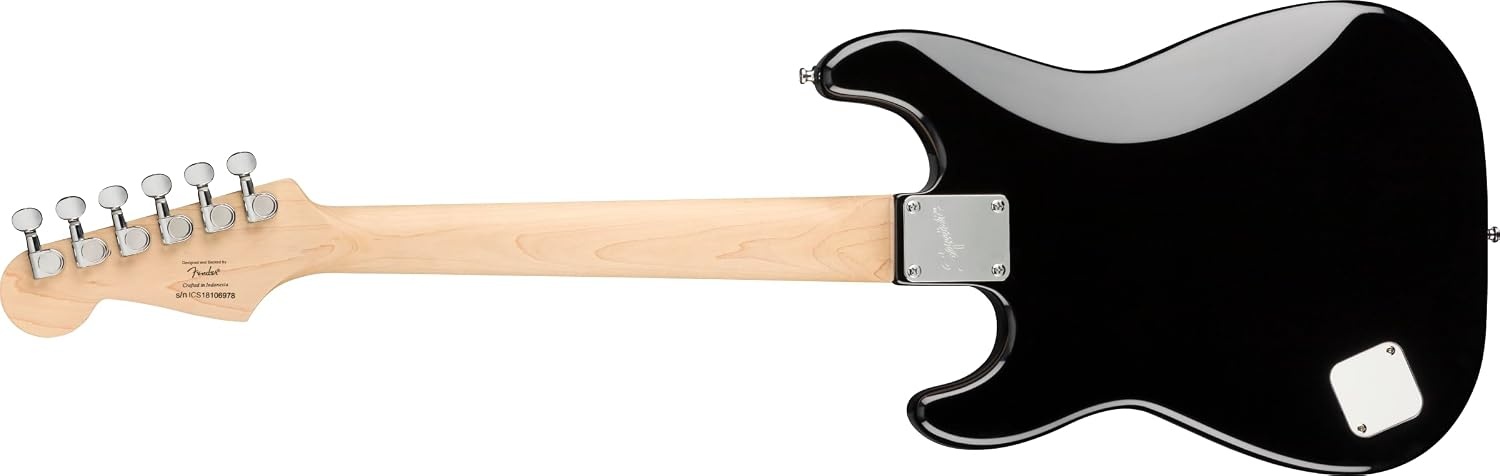 image:imageSquier Mini Stratocaster Beginner Electric Guitar Short Scale Black Short scale kids electric guitar laurel fingerboard 2year warranty ideal starter under 200 Fenderbacked qualityBlack