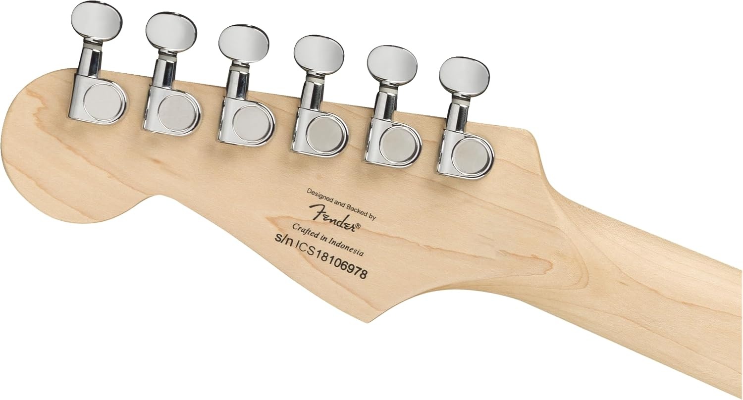 image:imageSquier Mini Stratocaster Beginner Electric Guitar Short Scale Black Short scale kids electric guitar laurel fingerboard 2year warranty ideal starter under 200 Fenderbacked qualityBlack