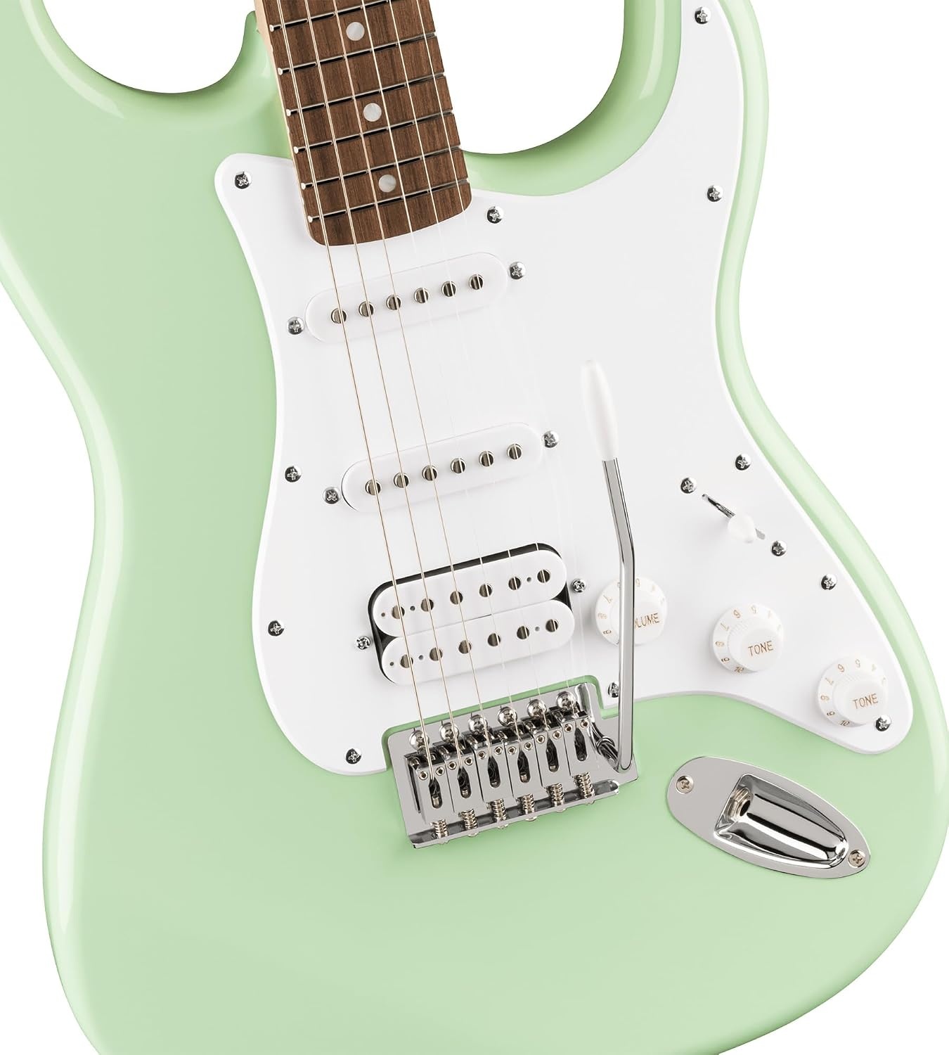image:imageSquire Sonic Stratocaster Electric Guitar Tahitian Coral Maple Fingerboard White PickguardSurf Green