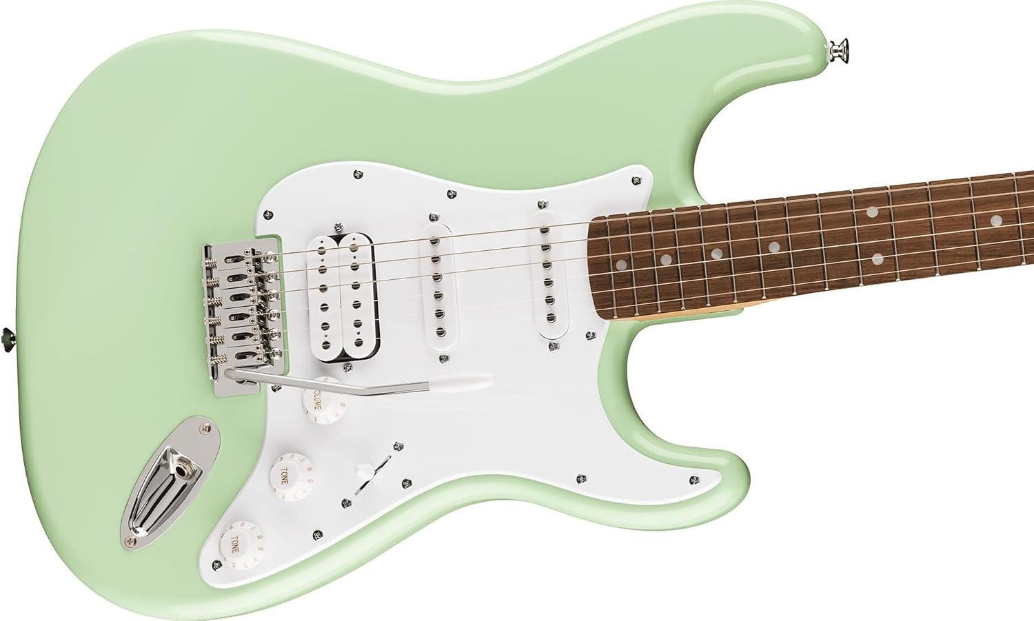 image:imageSquire Sonic Stratocaster Electric Guitar Tahitian Coral Maple Fingerboard White PickguardSurf Green