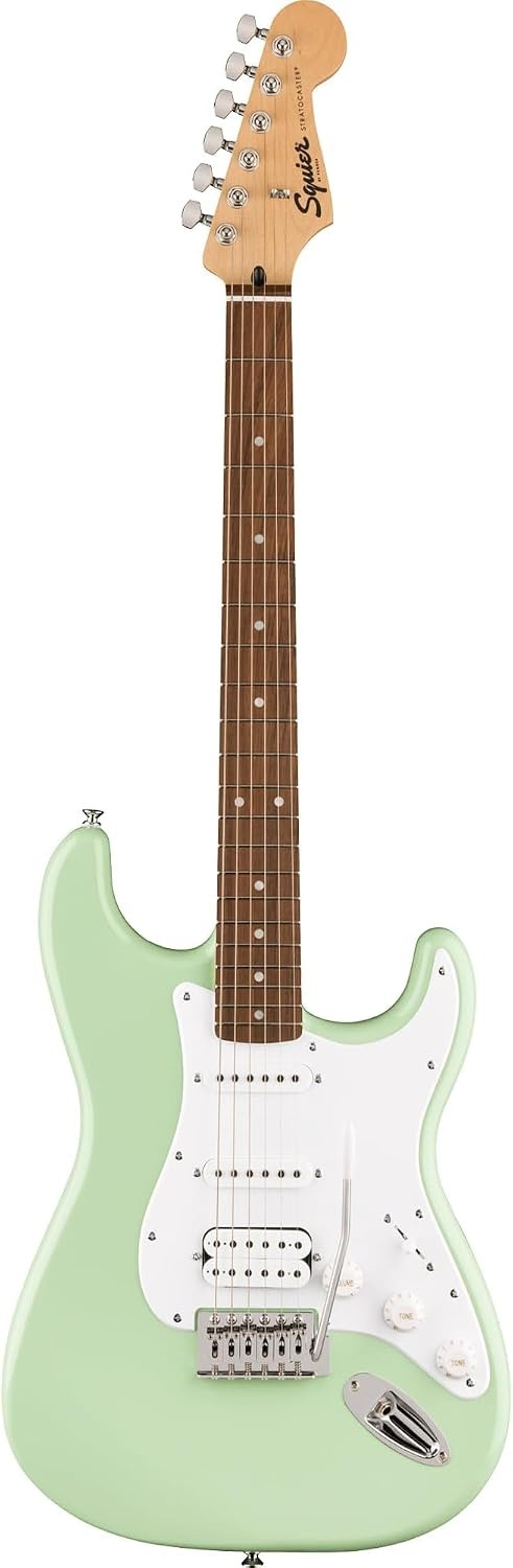 image:imageSquire Sonic Stratocaster Electric Guitar Tahitian Coral Maple Fingerboard White PickguardSurf Green