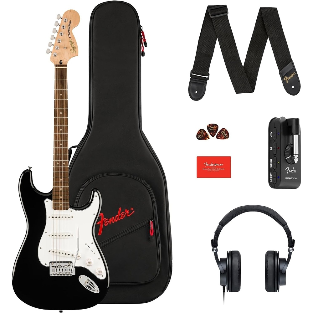 image:imageFender Affinity Series Stratocaster Mustang Micro Pack Laurel Fingerboard Black Gig Bag HD9 US CA EU AU JPBlack