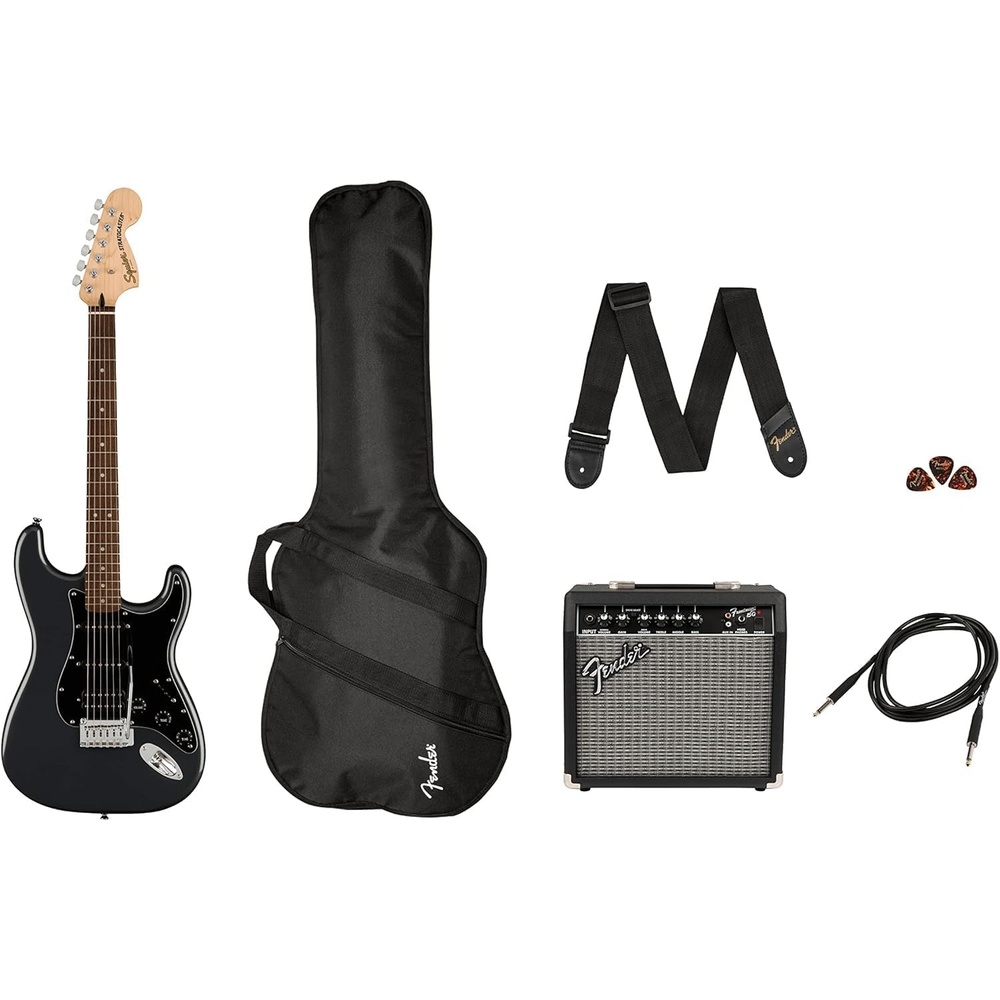 image:imageFender Affinity Series Stratocaster Mustang Micro Pack Laurel Fingerboard Black Gig Bag HD9 US CA EU AU JPCharcoal Frost Metallic