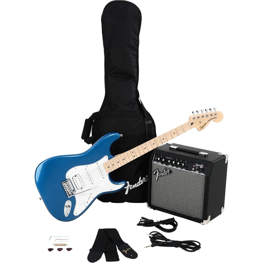 image:imageFender Affinity Series Stratocaster Mustang Micro Pack Laurel Fingerboard Black Gig Bag HD9 US CA EU AU JPLake Placid Blue