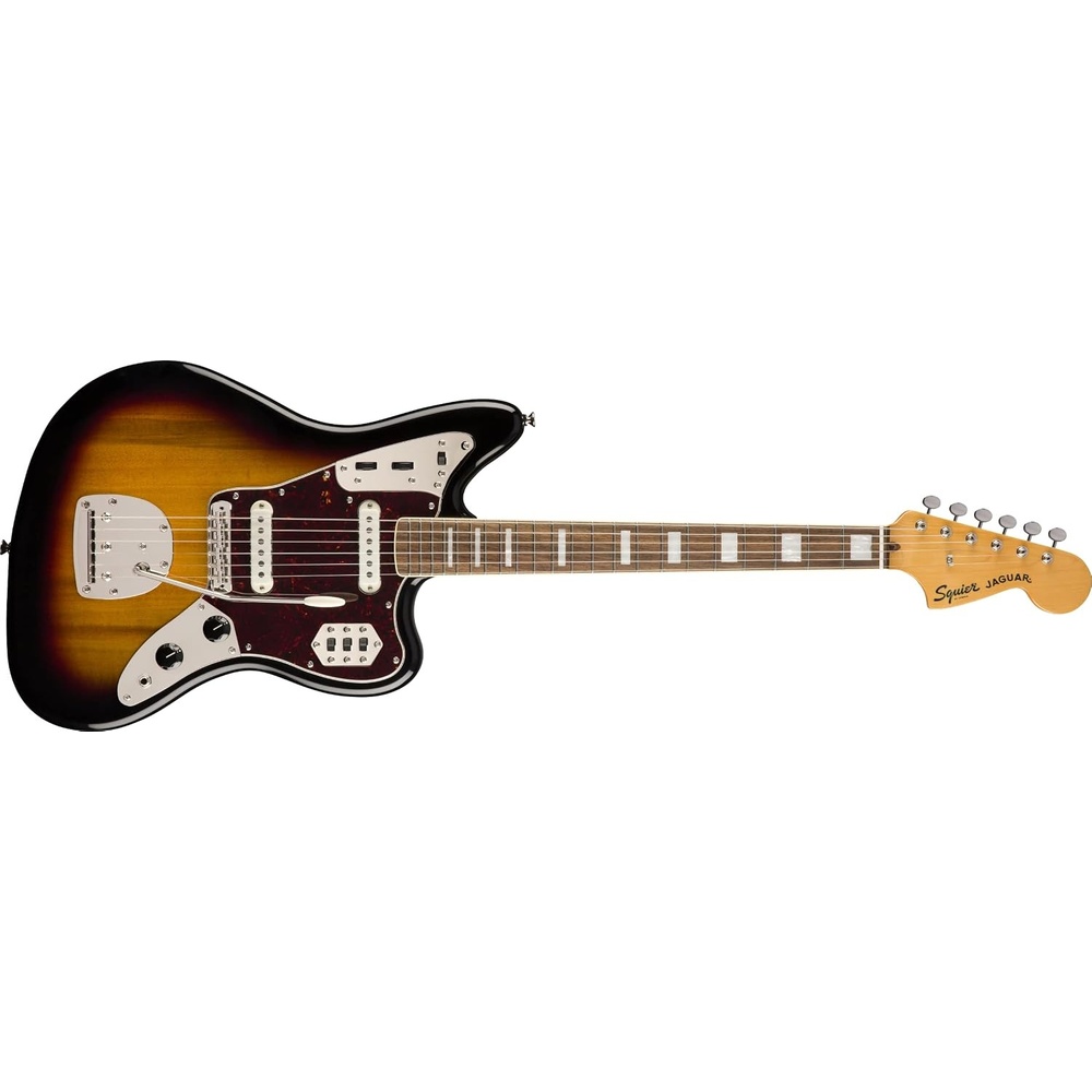 image:imageSquier Classic Vibe 70s Jaguar Electric Guitar Laurel Fingerboard Black  Vintage offset body dual singlecoil pickups laurel fingerboard beginner to intermediate 2year warranty included3Color Sunburst