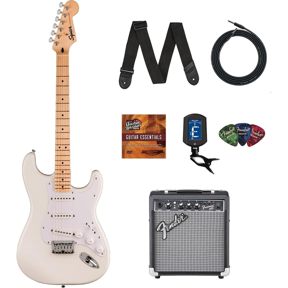 image:imageSquire Sonic Stratocaster Electric Guitar Tahitian Coral Maple Fingerboard White Pickguard2Color Sunburst