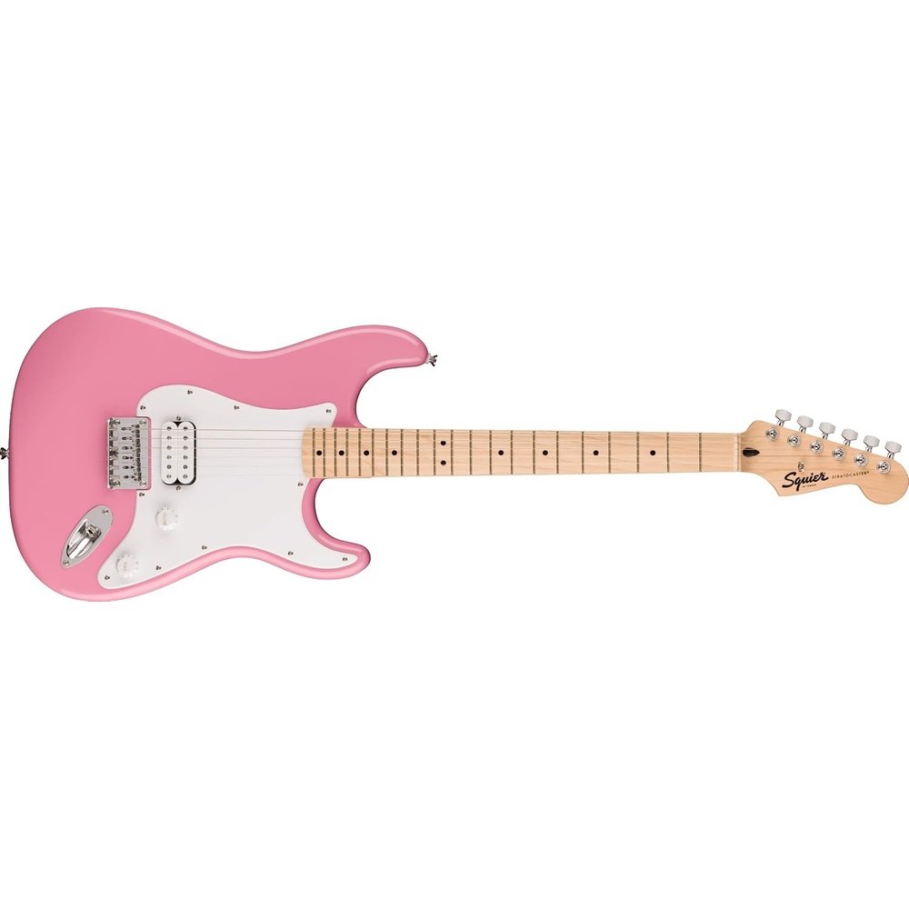 image:imageSquire Sonic Stratocaster Electric Guitar Tahitian Coral Maple Fingerboard White PickguardFlash Pink