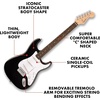 Fender Mini Stratocaster Beginner Electric Guitar Kit with Amp, Daphne Blue(Black)