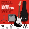 Fender Mini Stratocaster Beginner Electric Guitar Kit with Amp, Daphne Blue(Black)