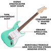 Fender Mini Stratocaster Beginner Electric Guitar Kit with Amp, Daphne Blue(Seafoam Green)