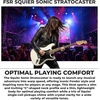 Squire Sonic Stratocaster Electric Guitar, Tahitian Coral, Maple Fingerboard, White Pickguard(Arctic White Black Pickguard)