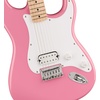 Squire Sonic Stratocaster Electric Guitar, Tahitian Coral, Maple Fingerboard, White Pickguard(Flash Pink)