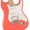 Squire Sonic Stratocaster Electric Guitar, Tahitian Coral, Maple Fingerboard, White Pickguard(Tahitian Coral)