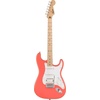 Squire Sonic Stratocaster Electric Guitar, Tahitian Coral, Maple Fingerboard, White Pickguard(Tahitian Coral)