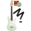 Squier Mini Stratocaster Beginner Electric Guitar, Short Scale, Black | Short scale kids electric guitar, laurel fingerboard, 2-year warranty, ideal starter, under $200, Fender-backed quality(Surf Green)