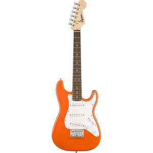 Squier Mini Stratocaster Beginner Electric Guitar, Short Scale, Black | Short scale kids electric guitar, laurel fingerboard, 2-year warranty, ideal starter, under $200, Fender-backed quality(Metallic Orange)