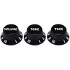 Fender Strat Knobs, One Volume, Two Tone, Black