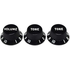 Fender Strat Knobs, One Volume, Two Tone, Black
