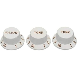 Fender Strat Knobs One Volume, Two Tone, White(Knobs)
