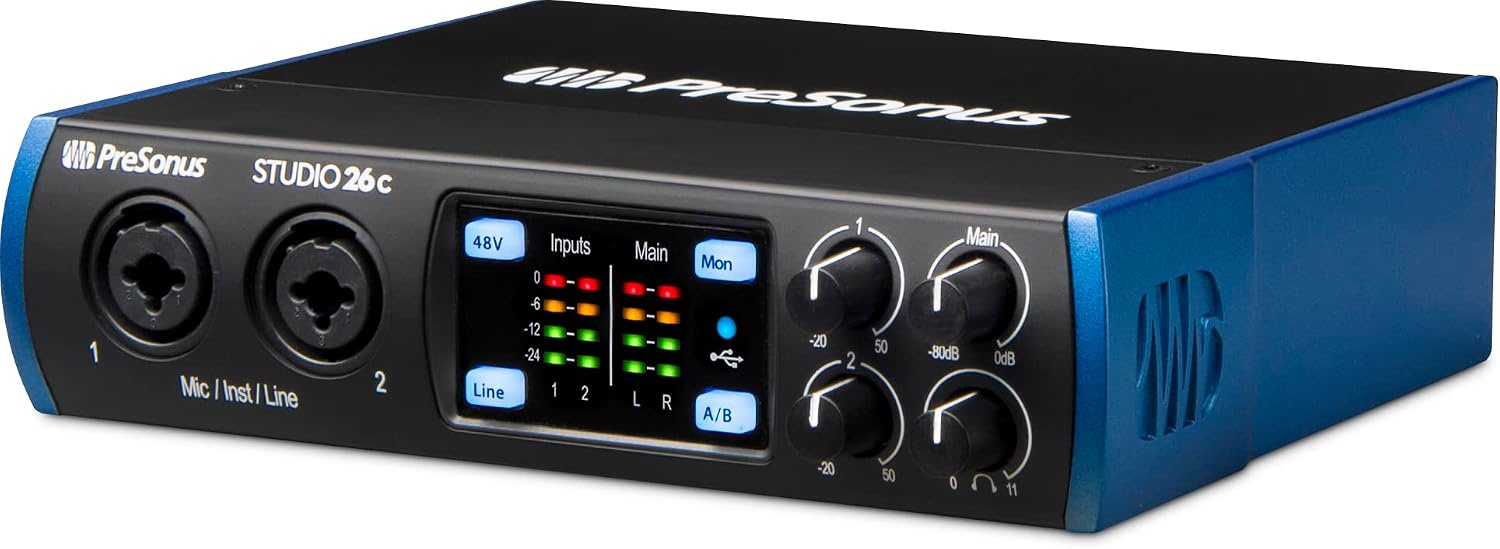 image:imagePreSonus Studio 26c 2x4 192 kHz USB Audio Interface with Studio One Artist and Ableton Live Lite DAW Recording Software