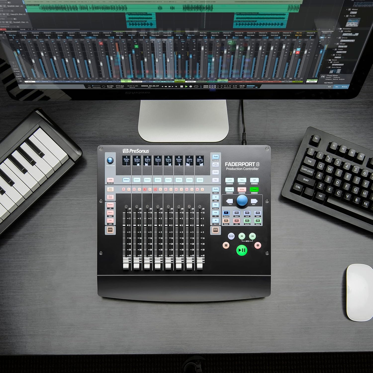 image:imagePreSonus ioStation 24c 2x2 192 kHz USB Audio Interface and Production Controller with Studio One Artist and Ableton Live Lite DAW Recording Software8 Fader Control Surface